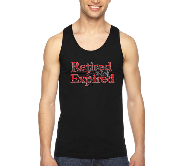 Free Shipping Men's Retired Not Expired Dad Father's Day Tank-Top Funny Birthday Gift Husband Grandpa Grandfather Tee
