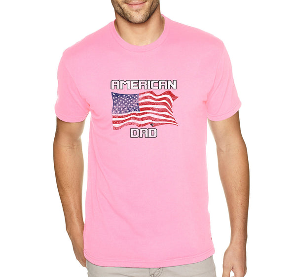 Free Shipping Men's American Dad Flag USA Father's Day Crewneck Short Sleeve T-Shirt Funny Birthday Gift Husband Grandpa Grandfather Tee