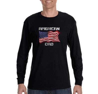 Free Shipping Men's American Dad Flag USA Father's Day Long Sleeve T-Shirt Funny Birthday Gift Husband Grandpa Grandfather Tee