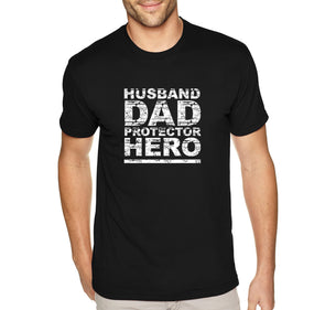 Free Shipping Men's Husband Dad Protector Hero Father's Day Crewneck Short Sleeve T-Shirt Funny Birthday Gift Grandpa Grandfather