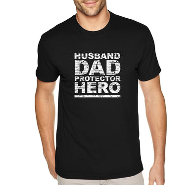 Free Shipping Men's Husband Dad Protector Hero Father's Day Crewneck Short Sleeve T-Shirt Funny Birthday Gift Grandpa Grandfather