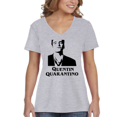 XtraFly Apparel Women's Quentin Quarantino Tarantino Quarantine Social Distancing Expert Social Distance V-neck T-shirt