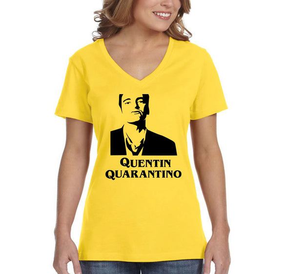 XtraFly Apparel Women's Quentin Quarantino Tarantino Quarantine Social Distancing Expert Social Distance V-neck T-shirt
