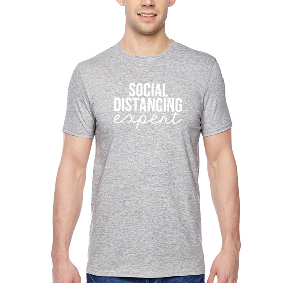 XtraFly Apparel Men's Tee Social Distancing Expert Quarantine Social Distance Crewneck T-shirt