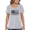 XtraFly Apparel Women's Blue Line Police USA Flag Shirt Lives Matter Tee Gift V-Neck T-shirt