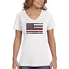 XtraFly Apparel Women's Red Line Firefighters Courage USA Flag Shirt Lives Matter Tee Gift V-Neck T-shirt