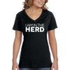 XtraFly Apparel Women&#39;s I Am in the Herd Vaccinated Vaxx Science V-neck T-shirt