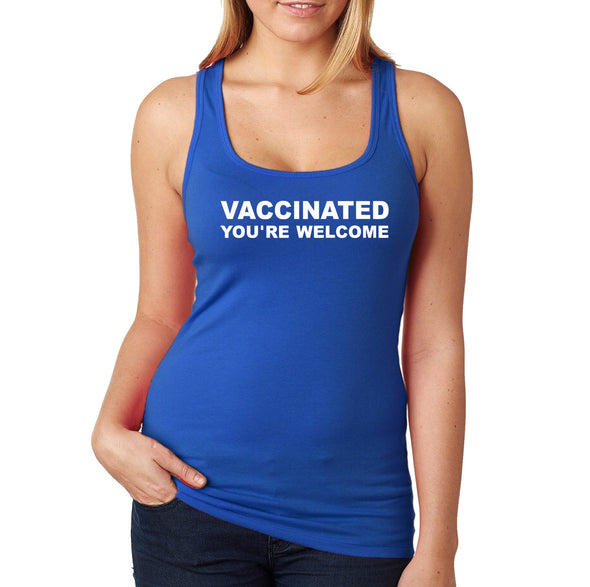 XtraFly Apparel Women&#39;s Vaccinated You&#39;re Welcome Vaxx Science Racerback
