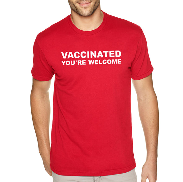 XtraFly Apparel Men&#39;s Tee Vaccinated You&#39;re Welcome Vaxx Science Crewneck T-shirt