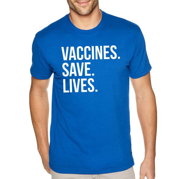 XtraFly Apparel Men&#39;s Tee Vaccinated Vaccines Save Lives Vaxx Science Crewneck T-shirt