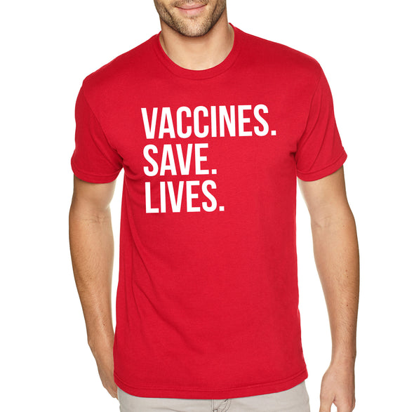 XtraFly Apparel Men&#39;s Tee Vaccinated Vaccines Save Lives Vaxx Science Crewneck T-shirt