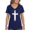 XtraFly Apparel Women&#39;s Cross Crucifix Religious Jesus Christ God Church Christian Catholic Bible Faith Protestant V-neck T-shirt