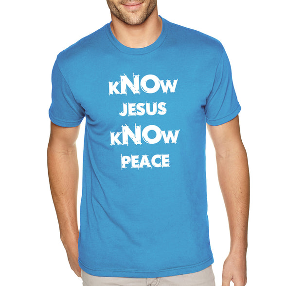 XtraFly Apparel Men&#39;s Tee Know Jesus Peace Faith Religious Christ God Christian Catholic Protestant Church Cross Bible Crewneck T-shirt