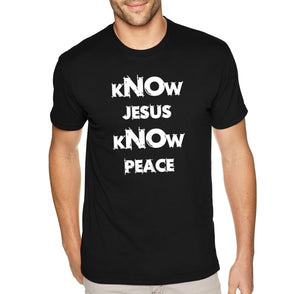 XtraFly Apparel Men&#39;s Tee Know Jesus Peace Faith Religious Christ God Christian Catholic Protestant Church Cross Bible Crewneck T-shirt