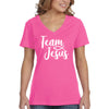 XtraFly Apparel Women&#39;s Team Jesus Fish Christ Bible God Religious Cross Crucifix Faith Christian Catholic Church V-neck T-shirt