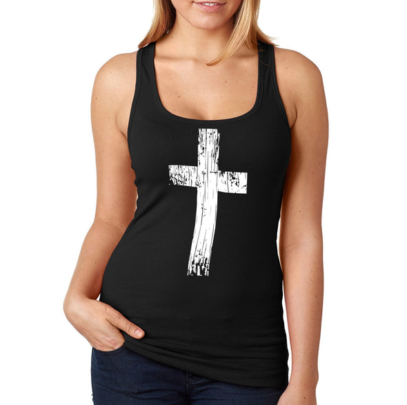 XtraFly Apparel Women&#39;s Cross Crucifix Religious Jesus Christ God Church Christian Catholic Bible Faith Protestant Racerback