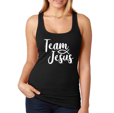 XtraFly Apparel Women&#39;s Team Jesus Fish Christ Bible God Religious Cross Crucifix Faith Christian Catholic Church Racerback