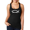 XtraFly Apparel Women&#39;s Anthropology Walking Fish Darwin Evolution Theory Atheist Science Agnostic Heretic Heathen Racerback