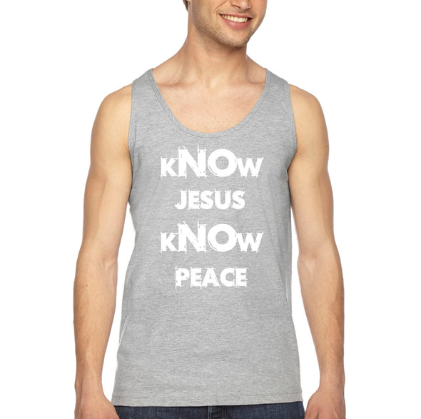 XtraFly Apparel Men&#39;s Know Jesus Peace Faith Religious Christ God Christian Catholic Protestant Church Cross Bible Tanktop