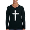 XtraFly Apparel Women&#39;s Cross Crucifix Religious Jesus Christ God Church Christian Catholic Bible Faith Protestant Long Sleeve T-Shirt