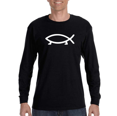 XtraFly Apparel Men&#39;s Anthropology Walking Fish Darwin Evolution Theory Atheist Science Agnostic Heretic Heathen Long Sleeve T-Shirt