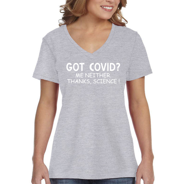 XtraFly Apparel Women&#39;s Vaccinated Vaxx Thanks Science V-neck T-shirt
