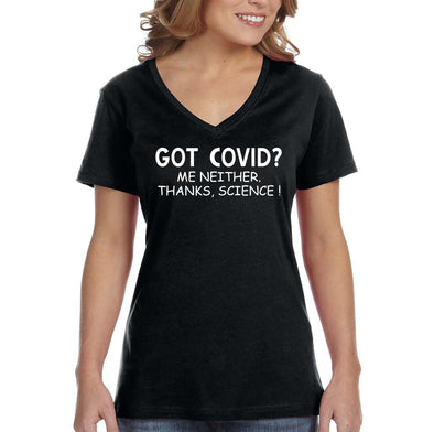 XtraFly Apparel Women&#39;s Vaccinated Vaxx Thanks Science V-neck T-shirt