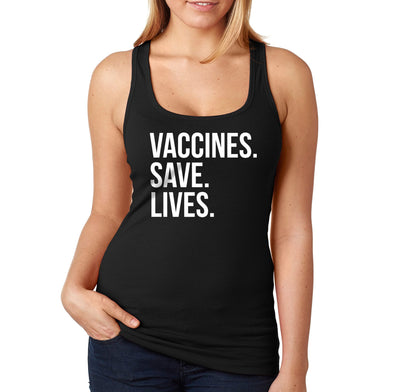 XtraFly Apparel Women&#39;s Vaccinated Vaccines Save Lives Vaxx Science Racerback
