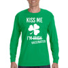XtraFly Apparel Men&#39;s Kiss Me I&#39;m Vaccinated Irish St. Patrick&#39;s Day Saint Paddy Drunk Lucky Clover Shamrock Long Sleeve T-Shirt