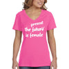 XtraFly Apparel Women&#39;s Present is Female Feminist President Kamala Harris AOC RBG Hillary Clinton Obama Warren Malala V-neck T-shirt