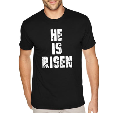 XtraFly Apparel Men&#39;s Tee He is Risen Jesus Christ God Faith Religious Christian Catholic Church Cross Bible Crewneck T-shirt