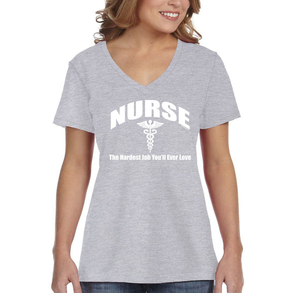 XtraFly Apparel Women&#39;s Nurse RN Essential Health Care Worker Vaccine Hospital Hero Medical Medicine V-neck T-shirt