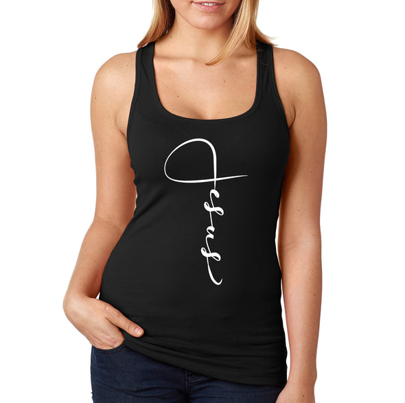 XtraFly Apparel Women&#39;s Jesus Christ God Cross Crucifix Religious Faith Christian Catholic Protestant Church Bible Racerback