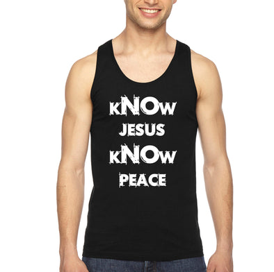 XtraFly Apparel Men&#39;s Know Jesus Peace Faith Religious Christ God Christian Catholic Protestant Church Cross Bible Tanktop