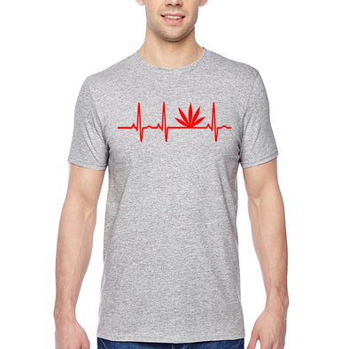 XtraFly Apparel Men's Tee EKG Weed ECG Cannabis 420 Stoner Dope Pot Kush Bud Joint Blunt Smoke Marijuana Mary Jane MJ Bong Crewneck T-shirt
