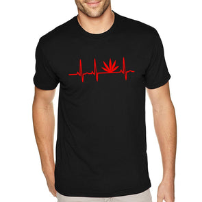 XtraFly Apparel Men's Tee EKG Weed ECG Cannabis 420 Stoner Dope Pot Kush Bud Joint Blunt Smoke Marijuana Mary Jane MJ Bong Crewneck T-shirt