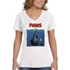 XtraFly Apparel Women&#39;s Paws Dog Swim Swimming Jaws Animal Puppy Pet Ocean Sea Diving Great White Shark Fish Fishing Beach V-neck T-shirt