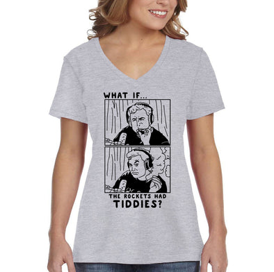 XtraFly Apparel Women&#39;s Rockets Had Tiddies Elon Musk Blunt 420 Weed Aerospace Engineer Nerd Geek Space Ship Force Mars Moon V-neck T-shirt