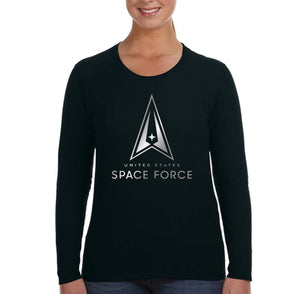 XtraFly Apparel Women&#39;s US Space Force Guardian Astronaut Military Army Navy Galaxy Rocket Mars Moon Alien UFO Science Long Sleeve T-Shirt