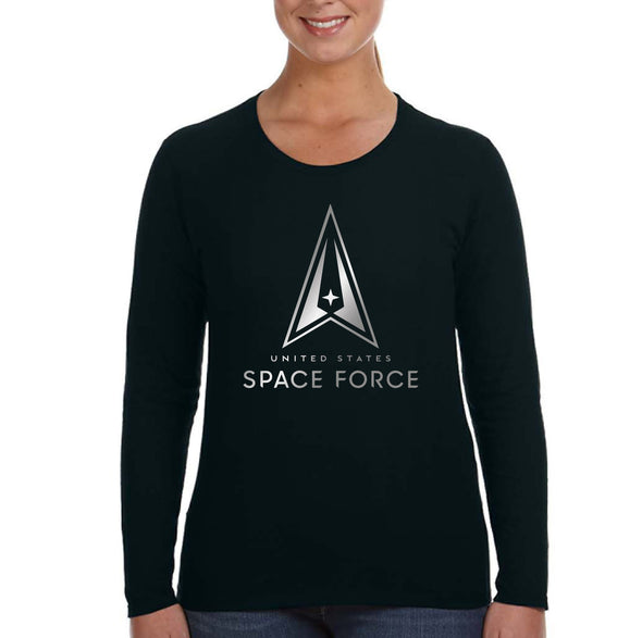 XtraFly Apparel Women&#39;s US Space Force Guardian Astronaut Military Army Navy Galaxy Rocket Mars Moon Alien UFO Science Long Sleeve T-Shirt