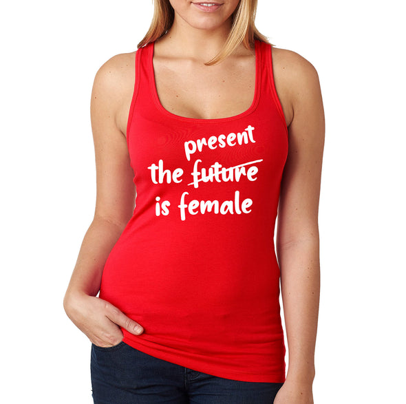 XtraFly Apparel Women&#39;s Present is Female Feminist President Kamala Harris AOC RBG Hillary Clinton Michelle Obama Warren Malala Racerback