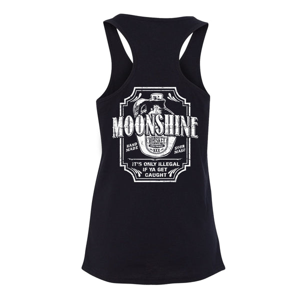 XtraFly Apparel Women&#39;s Moonshine Whiskey Moonshiners Popcorn Shine Country Prohibition Brewery Brewing Drinking Beer Drunk Party Racerback