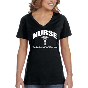 XtraFly Apparel Women&#39;s Nurse RN Essential Health Care Worker Vaccine Hospital Hero Medical Medicine V-neck T-shirt