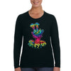 XtraFly Apparel Women&#39;s Neon Mushrooms Hand Portal MD Rave Dance Hippie Desert DJ Music Long Sleeve T-Shirt