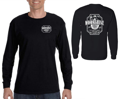 XtraFly Apparel Men&#39;s Moonshine Whiskey Moonshiners Popcorn Shine Country Prohibition Brewery Brewing Drinking Beer Long Sleeve T-Shirt