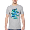 XtraFly Apparel Men&#39;s Tee Mob Squad Dolphin Pod Swim Swimming Fish Fishing Diving Surf Surfing Vacation Great White Shark Crewneck T-shirt