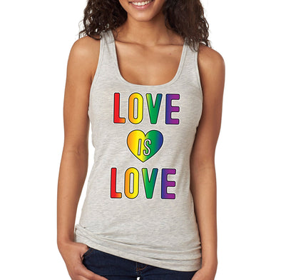 XtraFly Apparel Women&#39;s Love is Love LGBTQ Queer Gay AF Pride Flag Rainbow Bisexual Lesbian Pansexual Transgender Ally Racerback