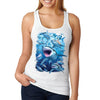 XtraFly Apparel Women&#39;s Shark Club Great White Hammer Head Mako Blue Tiger Bull Swimming Ocean Fish Fishing Diving Boating Beach Racerback