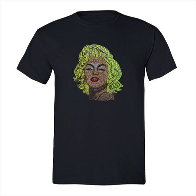 XtraFly Apparel Men&#39;s Tee Marilyn Monroe Sequin Rhinestone Sexy Pin Up Vintage Blonde Beauty Bombshell Fashionista Fashion Crewneck T-shirt