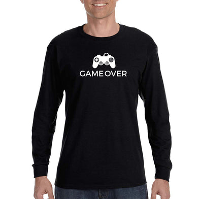 XtraFly Apparel Men&#39;s Game Over Controller Video Games Gamer Gaming Level Up Console PC Player Long Sleeve T-Shirt